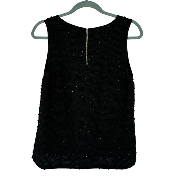 Ann Taylor Size Medium Petite Black Polyester Tank w Sequin/Bobble Detailing - Picture 7 of 10